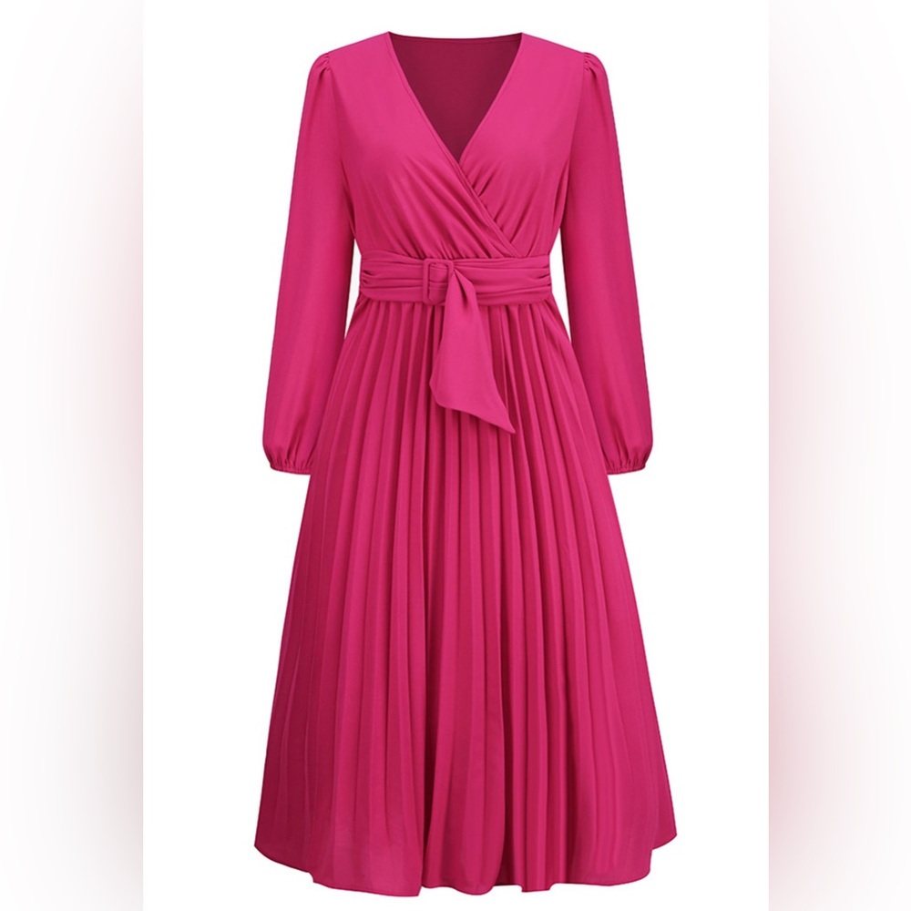 Elegant Pink Wrap Dress